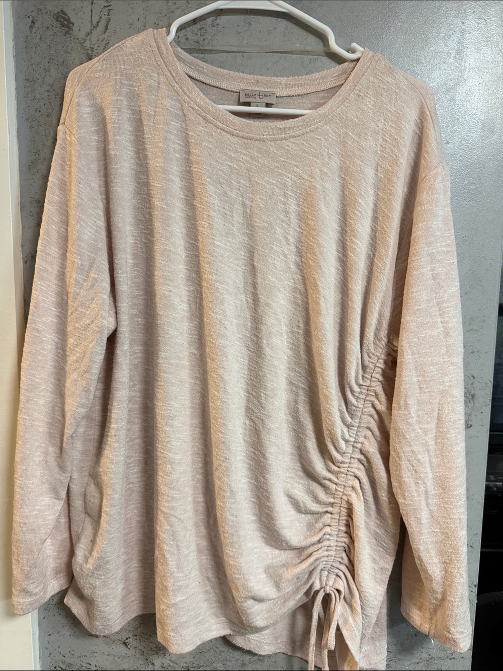Blush Side-Ruched Long Sleeve maternity Pullover